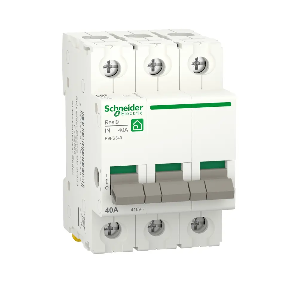 Фото Выключатель нагрузки Schneider electric Resi9 3P C40 А 6 кА R9PS340 Фото Выключатель нагрузки Schneider electric Resi9 3P C40 А 6 кА R9PS340