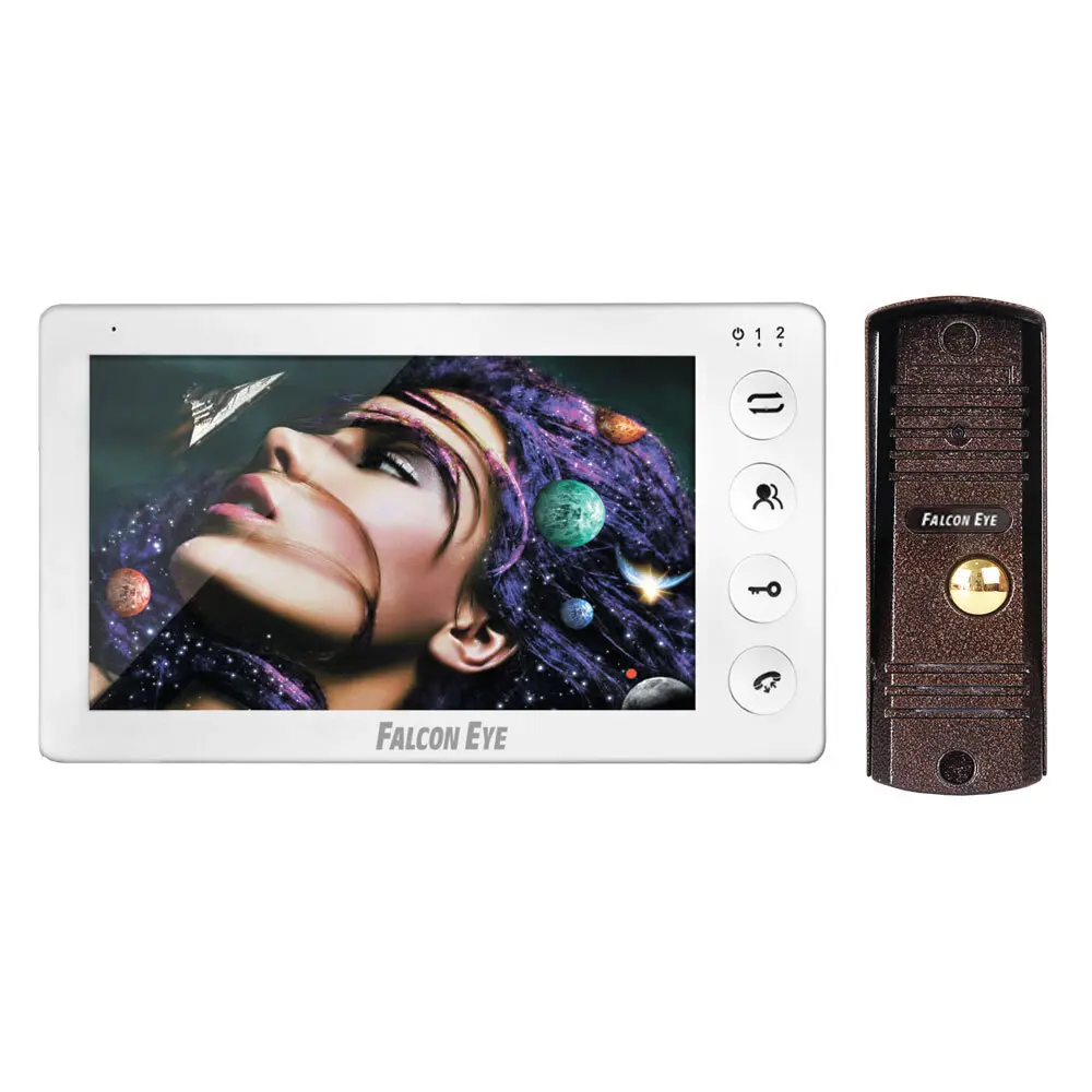 Фото Комплект видеодомофона Falcon Eye KIT Space HD 7" цвет белый Фото Комплект видеодомофона Falcon Eye KIT Space HD 7" цвет белый