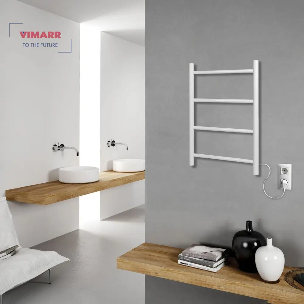 Фото 3 Полотенцесушитель электрический Vimarr Kaskad LNK-VMRKe46W 400x600 мм 85 Вт лесенка цвет белый Фото 3 Полотенцесушитель электрический Vimarr Kaskad LNK-VMRKe46W 400x600 мм 85 Вт лесенка цвет белый