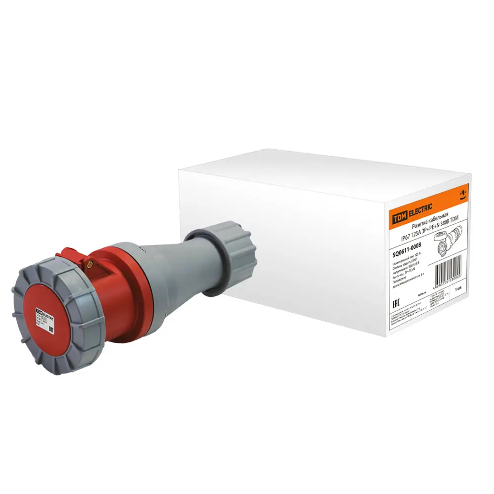 Фото Розетка TDM Electric с заземлением кабельная 125А 3Р+РЕ+N Фото Розетка TDM Electric с заземлением кабельная 125А 3Р+РЕ+N