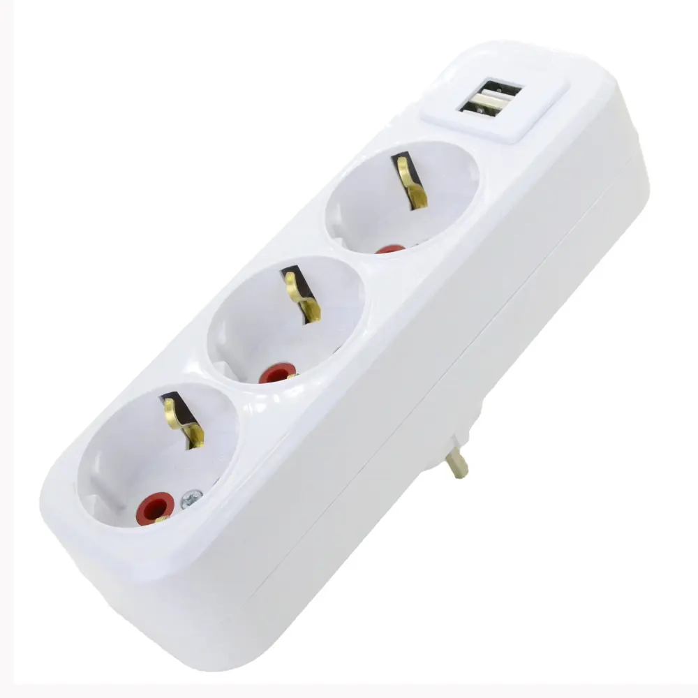 Фото Разветвитель AY-KA 3 розетки с заземлением 16 A 2 USB цвет белый Фото Разветвитель AY-KA 3 розетки с заземлением 16 A 2 USB цвет белый