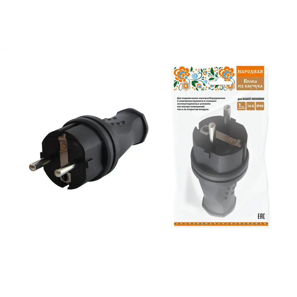Фото Вилка Tdm electric Народная SQ0612-0031 250 В с заземлением цвет черный Фото Вилка Tdm electric Народная SQ0612-0031 250 В с заземлением цвет черный