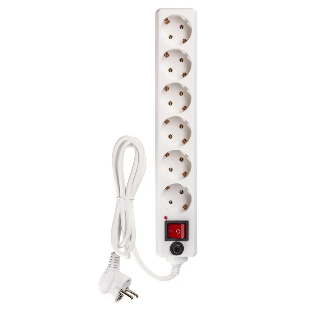 Фото 3 Сетевой фильтр Tdm electric SQ1304-0021 6 розеток с заземлением 3x0.75 мм 5 м 2200 Вт цвет белый Фото 3 Сетевой фильтр Tdm electric SQ1304-0021 6 розеток с заземлением 3x0.75 мм 5 м 2200 Вт цвет белый