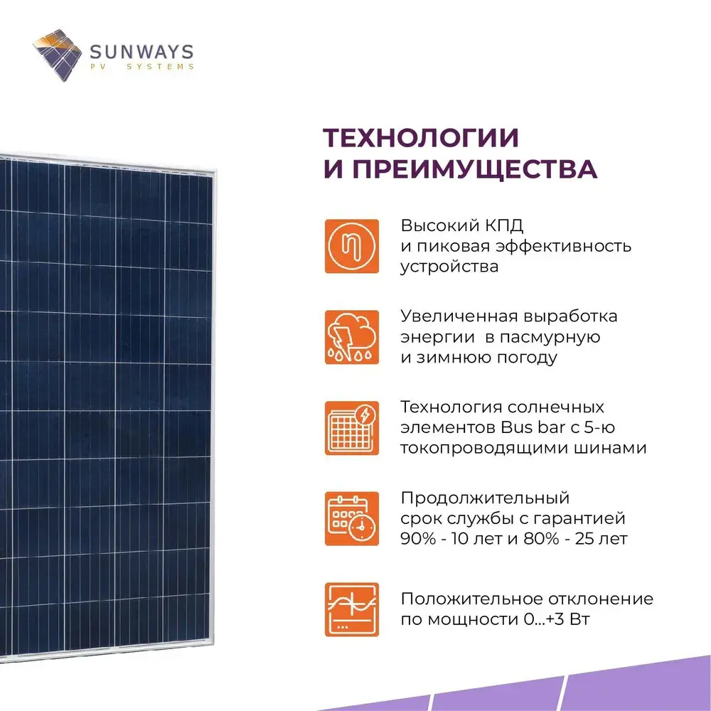 Фото 3 Солнечная панель One-sun OS 280P для дома и дачи 24 В Фото 3 Солнечная панель One-sun OS 280P для дома и дачи 24 В