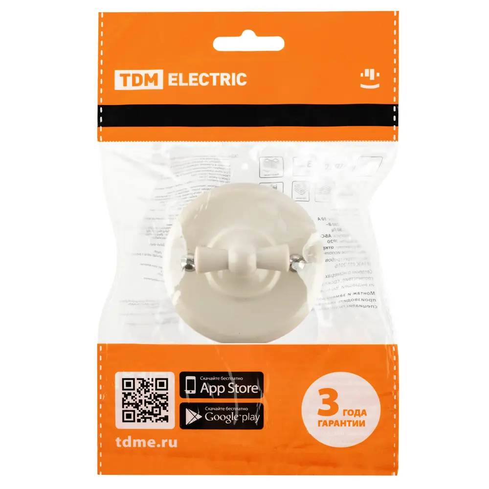 Фото 6 Выключатель поворотный проходной накладной Tdm electric Виви SQ1820-1305 1 клавиша цвет бежевый