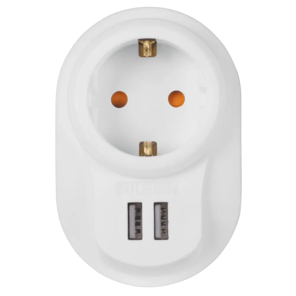 Фото 3 Разветвитель Nilson 1 розетка с заземлением 16 А 2 USB цвет белый Фото 3 Разветвитель Nilson 1 розетка с заземлением 16 А 2 USB цвет белый