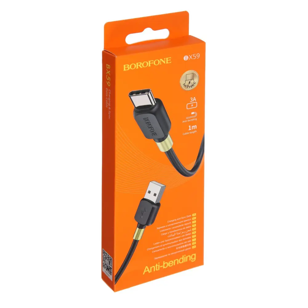 Фото 5 Кабель Borofone BX59 Type-C - USB 2.4 А 1 м TPE оплётка цвет чёрный Фото 5 Кабель Borofone BX59 Type-C - USB 2.4 А 1 м TPE оплётка цвет чёрный