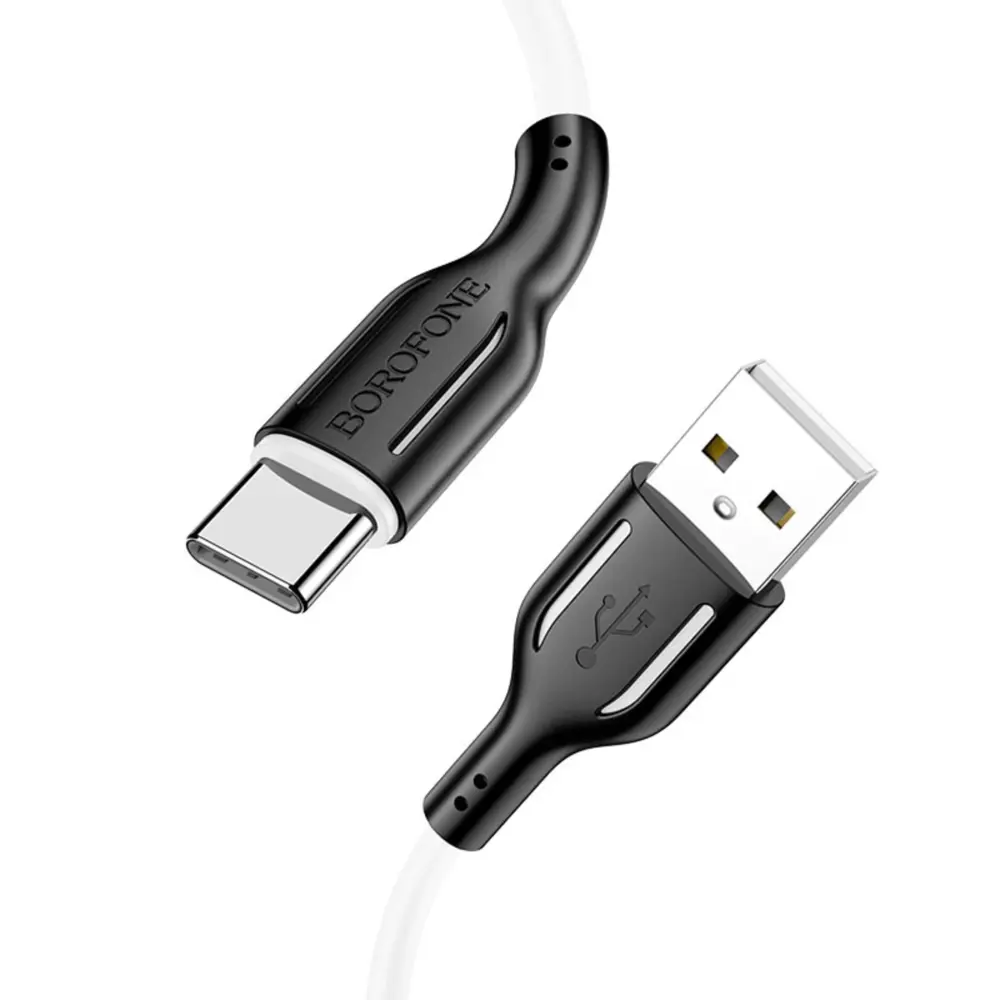 Фото 2 Кабель Borofone BX63 Type-C - USB 3 А 1 м TPE оплётка цвет белый Фото 2 Кабель Borofone BX63 Type-C - USB 3 А 1 м TPE оплётка цвет белый