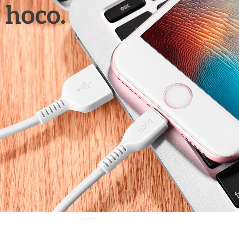 Фото 4 Кабель Hoco X20 Lightning - USB 24 А 1 м ПВХ оплетка цвет белый Фото 4 Кабель Hoco X20 Lightning - USB 24 А 1 м ПВХ оплетка цвет белый