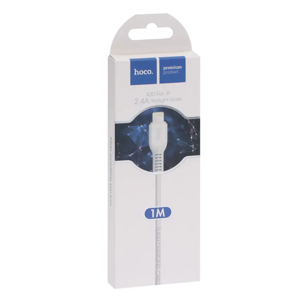 Фото 5 Кабель Hoco X20 Lightning - USB 24 А 1 м ПВХ оплетка цвет белый Фото 5 Кабель Hoco X20 Lightning - USB 24 А 1 м ПВХ оплетка цвет белый