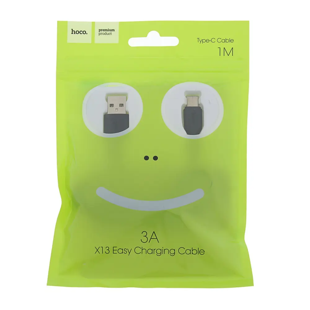 Фото 4 Кабель Hoco X13 Type-C - USB 3 А 1 м ПВХ оплетка цвет чёрный Фото 4 Кабель Hoco X13 Type-C - USB 3 А 1 м ПВХ оплетка цвет чёрный