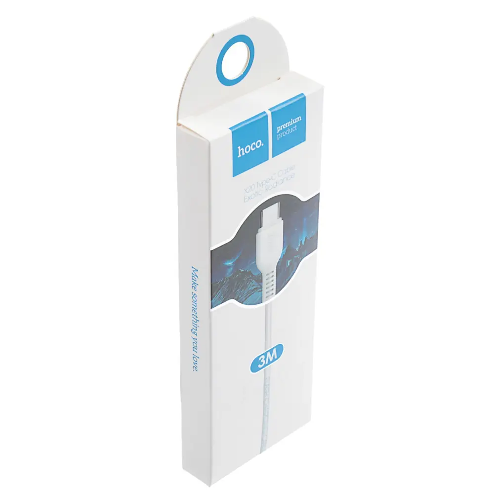 Фото 3 Кабель Hoco X20 Type-C - USB 3 А 3 м ПВХ оплетка цвет белый Фото 3 Кабель Hoco X20 Type-C - USB 3 А 3 м ПВХ оплетка цвет белый