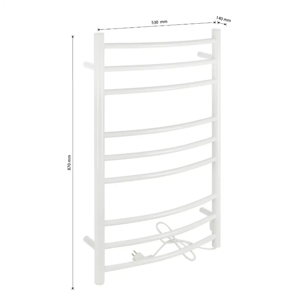 Фото 2 Полотенцесушитель электрический Brimix Классик Премиум Дуга 530x870 мм 120 Вт лесенка цвет белый Фото 2 Полотенцесушитель электрический Brimix Классик Премиум Дуга 530x870 мм 120 Вт лесенка цвет белый