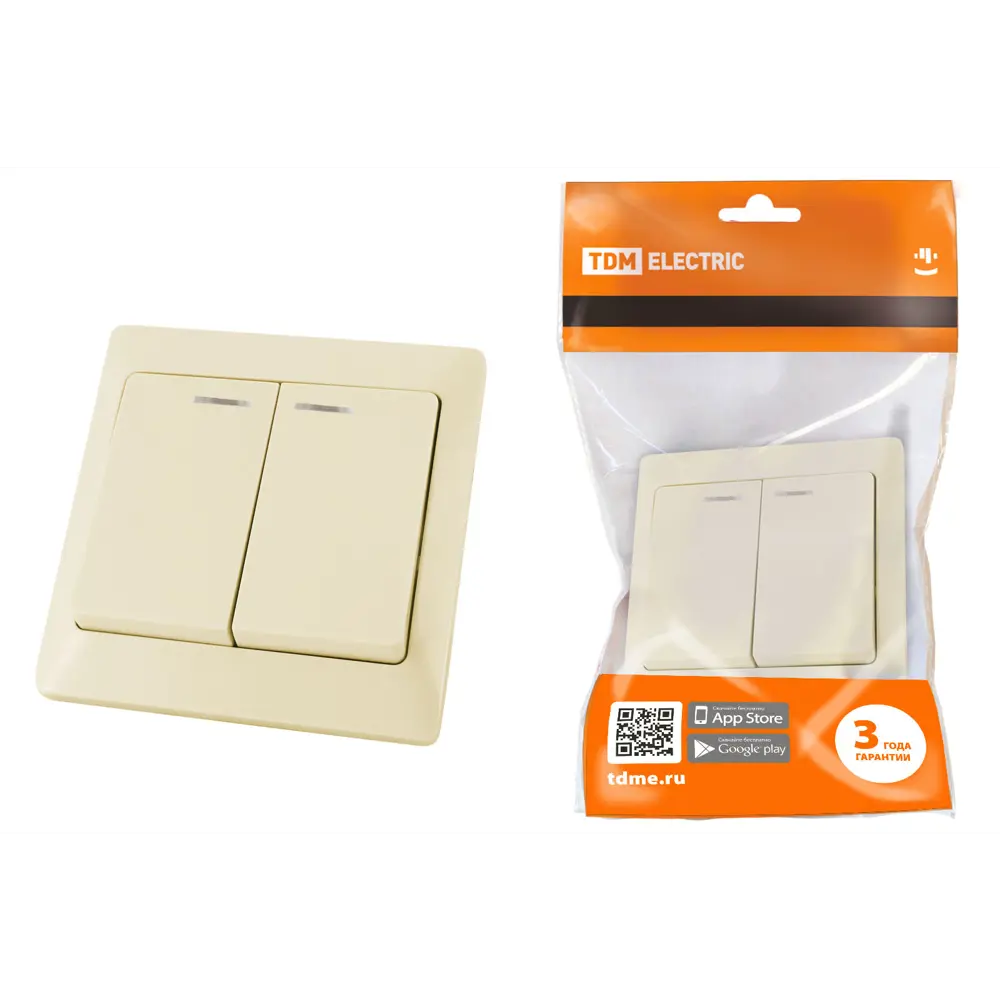 Фото Выключатель накладной Tdm electric Ильмень SQ1823-0104 2 клавиши с подсветкой цвет кремово-белый Фото Выключатель накладной Tdm electric Ильмень SQ1823-0104 2 клавиши с подсветкой цвет кремово-белый