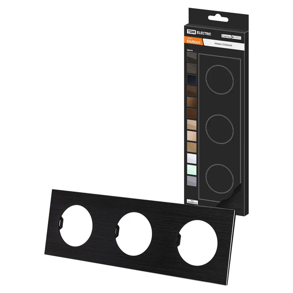 Фото Рамка для розеток и выключателей Tdm electric Байкал 3 поста цвет графит шлифованный Фото Рамка для розеток и выключателей Tdm electric Байкал 3 поста цвет графит шлифованный