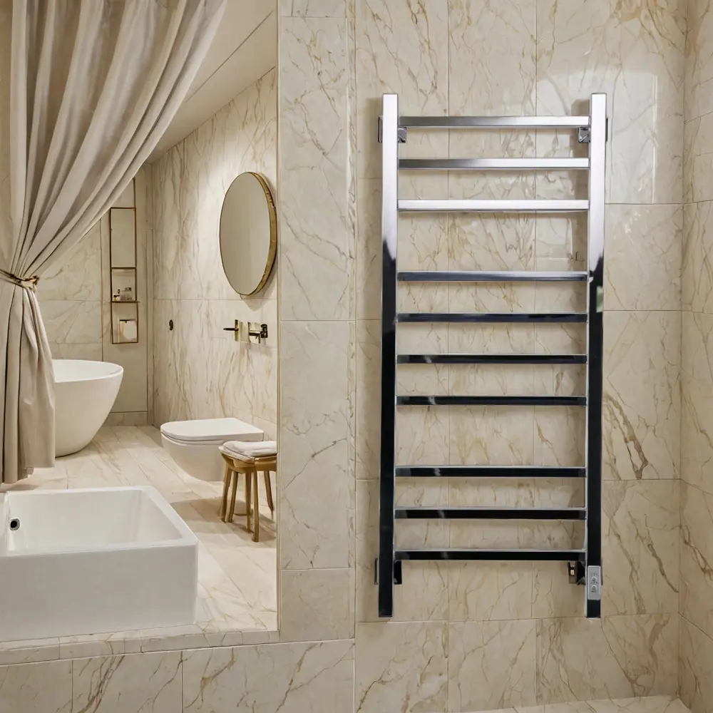 Фото Полотенцесушитель электрический Comfysan Pioli-K EC-10 500x1000 мм 566 Вт с терморегулятором лесенка цвет хром