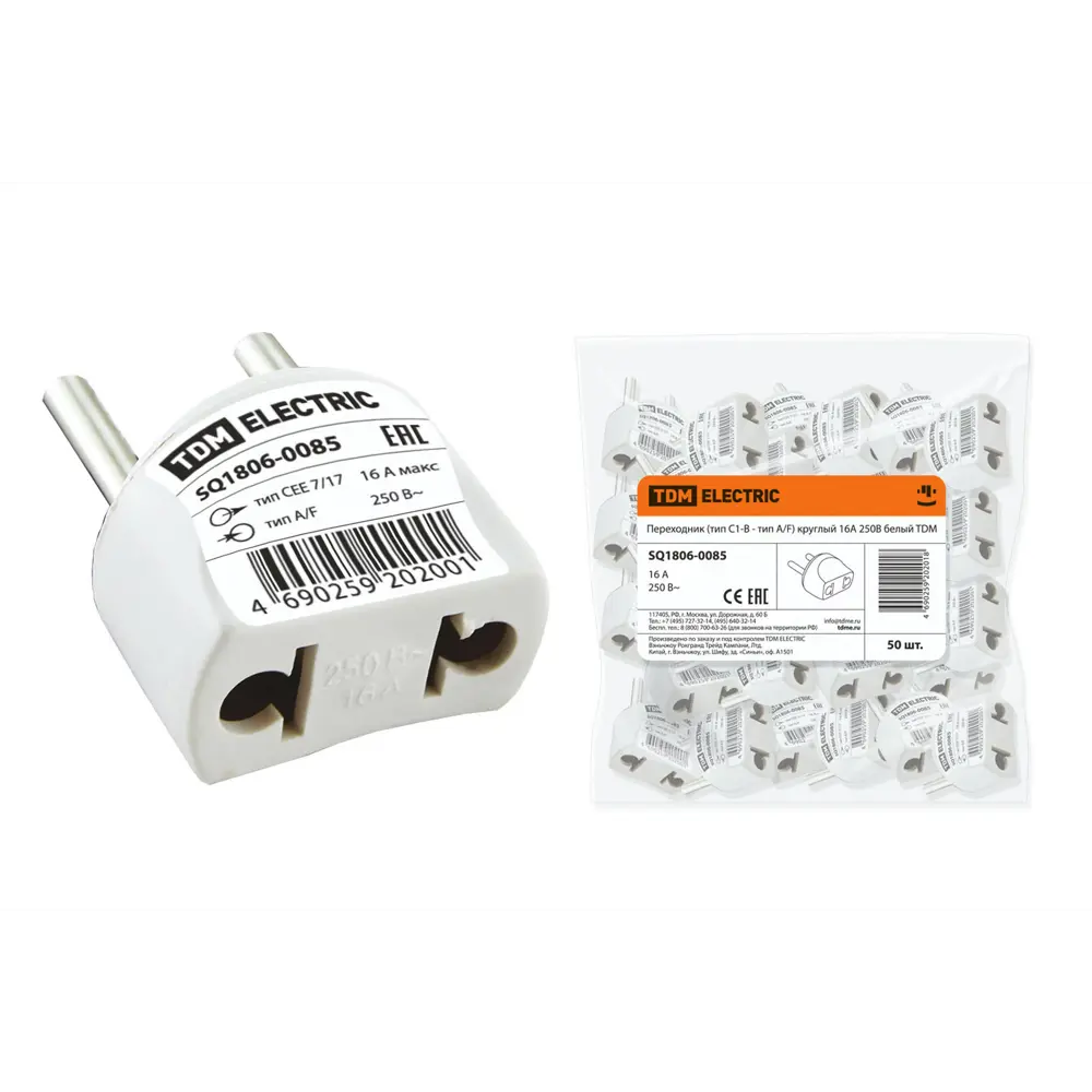 Фото Переходник сетевой Tdm electric 16 A 250 В цвет белый Фото Переходник сетевой Tdm electric 16 A 250 В цвет белый
