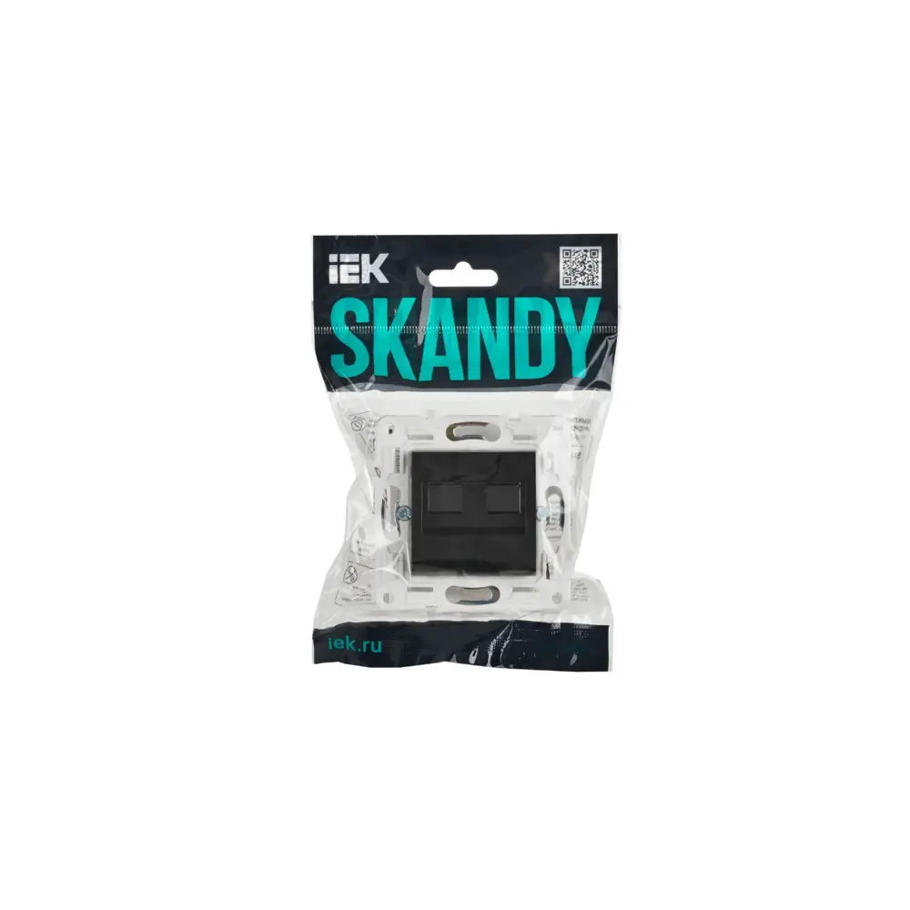 Фото 2 Розетка компьютерная двойная встраиваемая Iek Skandy SK-K20-1-K02 RJ45 cat 5e цвет черный Фото 2 Розетка компьютерная двойная встраиваемая Iek Skandy SK-K20-1-K02 RJ45 cat 5e цвет черный