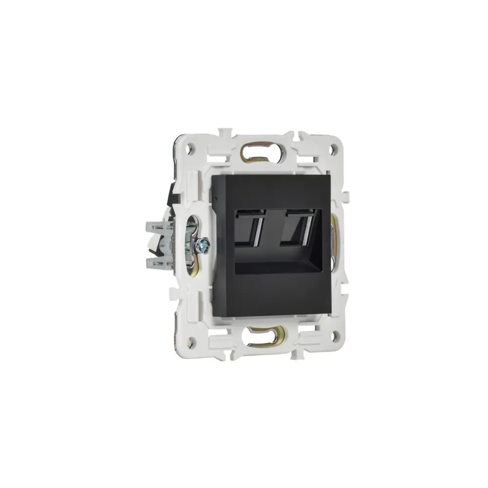 Фото 4 Розетка компьютерная двойная встраиваемая Iek Skandy SK-K20-1-K02 RJ45 cat 5e цвет черный Фото 4 Розетка компьютерная двойная встраиваемая Iek Skandy SK-K20-1-K02 RJ45 cat 5e цвет черный