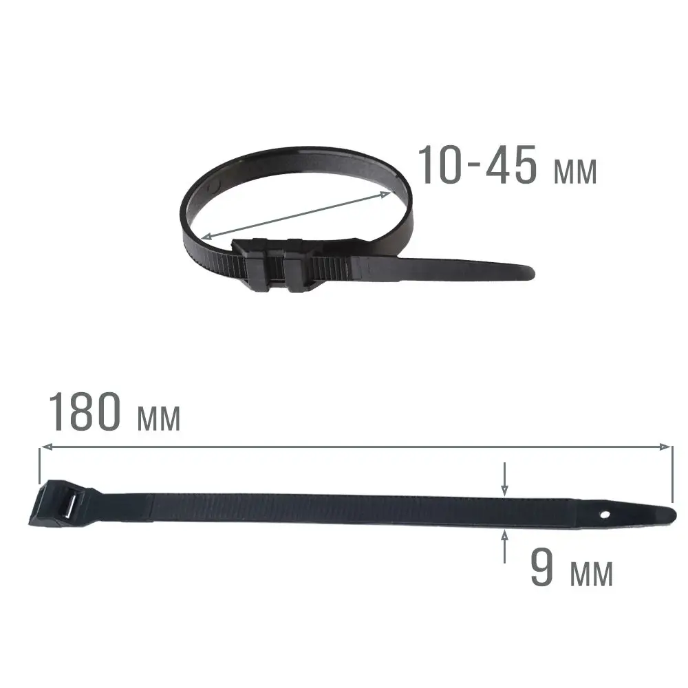 Фото 2 Кабельная стяжка Kreppy 9x180 мм нейлон цвет черный 50 шт. Фото 2 Кабельная стяжка Kreppy 9x180 мм нейлон цвет черный 50 шт.