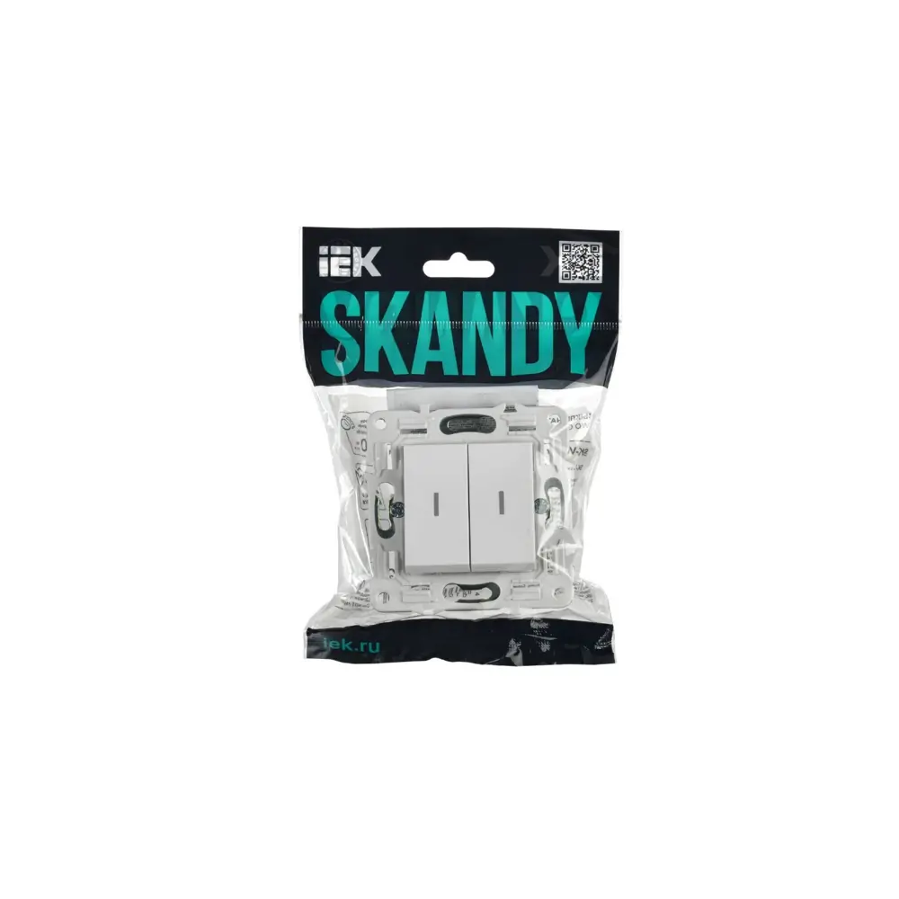 Фото 2 Выключатель проходной встраиваемый Iek Skandy SK-V22-1-10-K01 2 клавиши с подсветкой цвет арктический белый Фото 2 Выключатель проходной встраиваемый Iek Skandy SK-V22-1-10-K01 2 клавиши с подсветкой цвет арктический белый