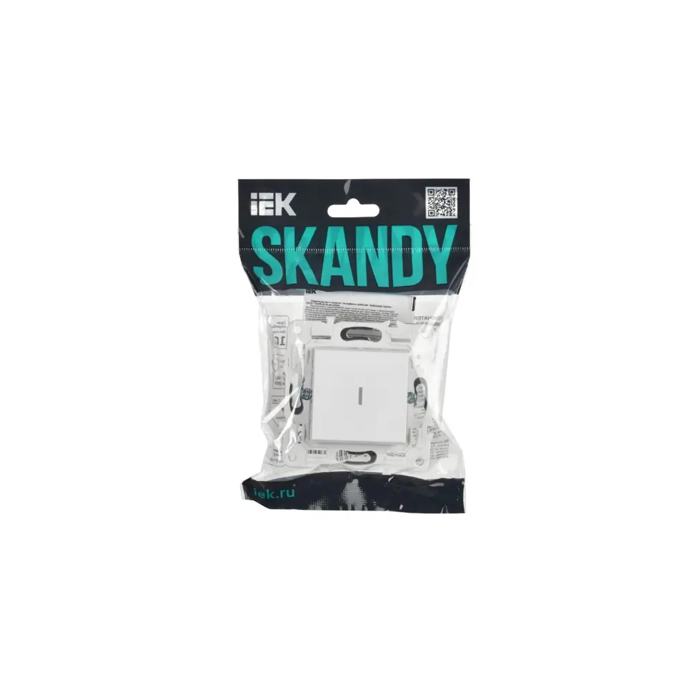 Фото 2 Выключатель проходной встраиваемый Iek Skandy SK-V12-1-10-K01 1 клавиша с подсветкой цвет арктический белый
