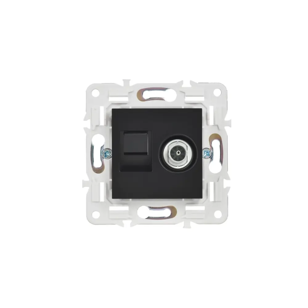 Фото 2 Розетка для телевизора и компьютера встраиваемая Iek Skandy SK-AK20-1-K02 RJ45 Cat 5E цвет черный Фото 2 Розетка для телевизора и компьютера встраиваемая Iek Skandy SK-AK20-1-K02 RJ45 Cat 5E цвет черный