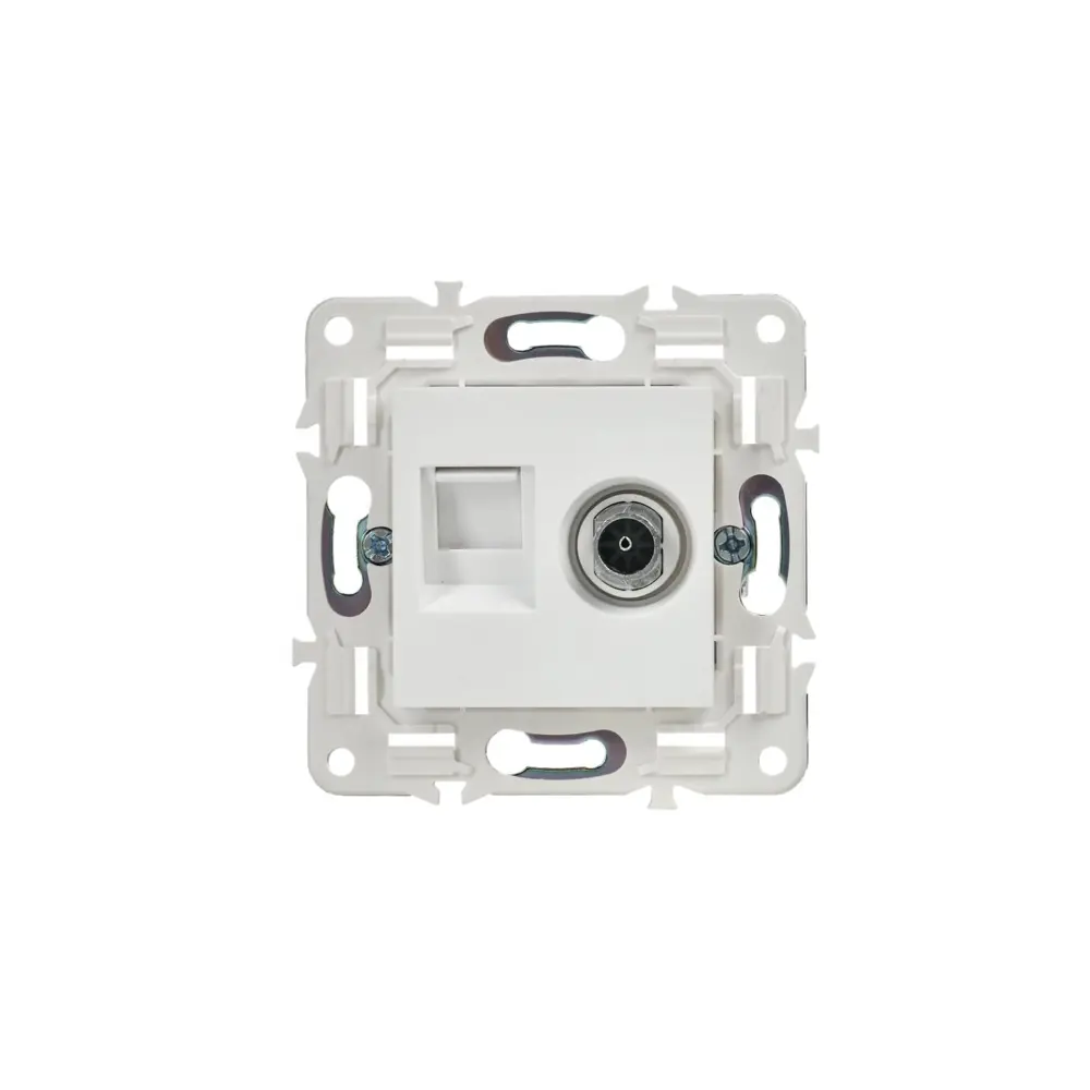Фото 3 Розетка для телевизора и компьютера встраиваемая Iek Skandy SK-AK20-2-K01 RJ45 Cat 6E цвет арктический белый Фото 3 Розетка для телевизора и компьютера встраиваемая Iek Skandy SK-AK20-2-K01 RJ45 Cat 6E цвет арктический белый