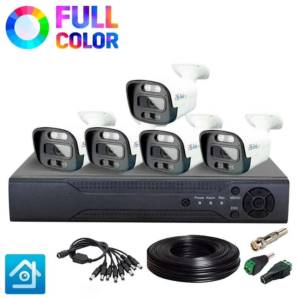 Фото Комплект видеонаблюдения AHD Ps-Link KIT-C805HDC 5 уличных камер с подсветкой 8 Мп Фото Комплект видеонаблюдения AHD Ps-Link KIT-C805HDC 5 уличных камер с подсветкой 8 Мп