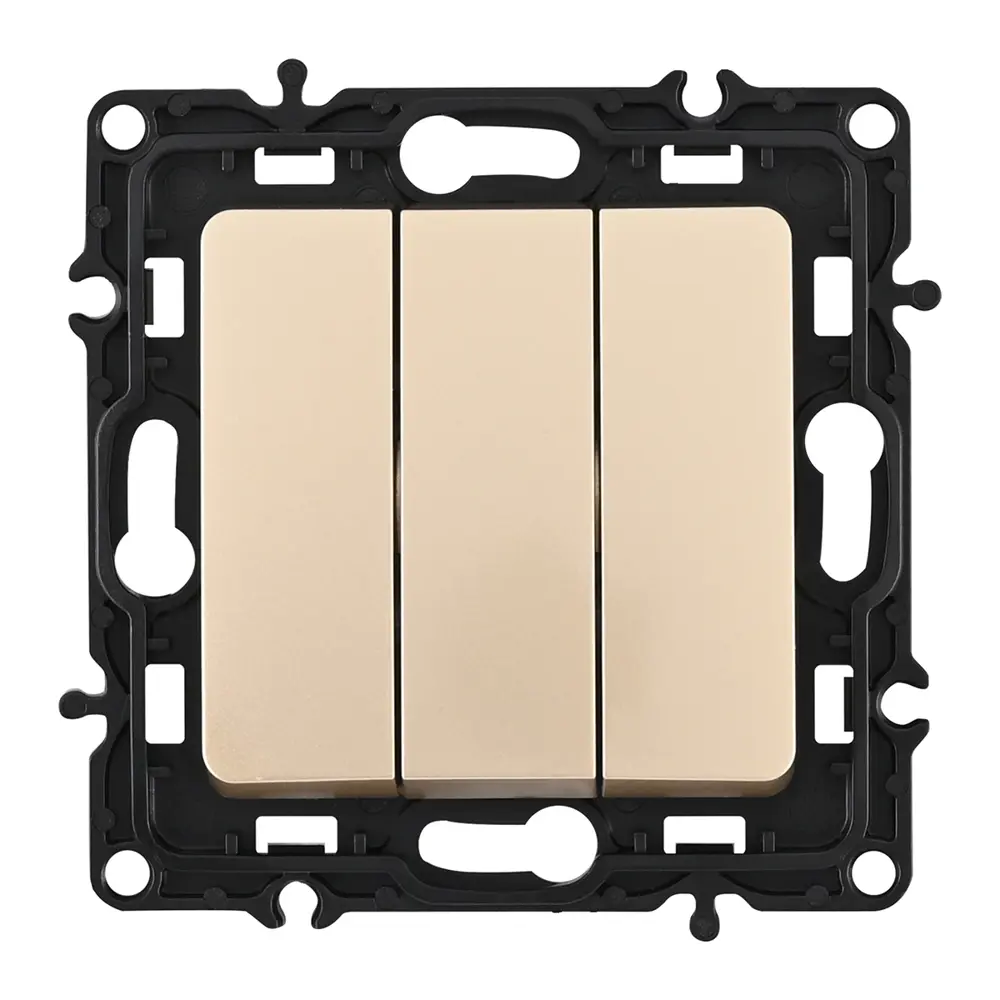 Фото 4 Выключатель встраиваемый Arte milano 385791 3 клавиши цвет шампань