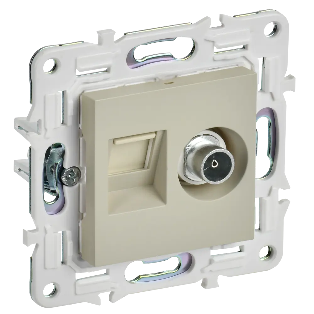 Фото Розетка для телевизора и компьютера встраиваемая Iek Skandy SK-AK20-1-K10 RJ45 Cat 5E цвет бежевый Фото Розетка для телевизора и компьютера встраиваемая Iek Skandy SK-AK20-1-K10 RJ45 Cat 5E цвет бежевый