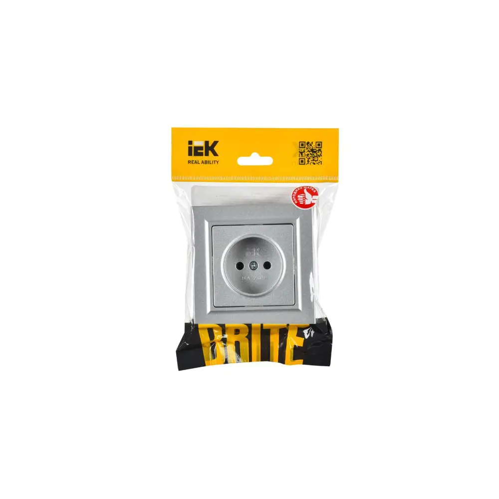 Фото 2 Розетка встраиваемая Iek Brite BR-R14-16-K47-F с заземлением и шторками цвет алюминий Фото 2 Розетка встраиваемая Iek Brite BR-R14-16-K47-F с заземлением и шторками цвет алюминий
