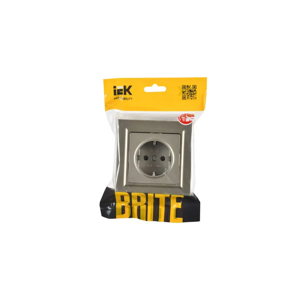 Фото 2 Розетка встраиваемая Iek Brite BR-R14-16-K37-F с заземлением и шторками цвет шампань Фото 2 Розетка встраиваемая Iek Brite BR-R14-16-K37-F с заземлением и шторками цвет шампань