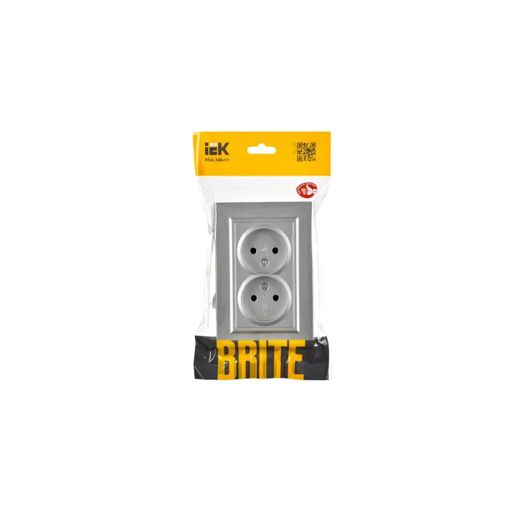 Фото 2 Розетка двойная встраиваемая Iek Brite BR-R23-10-K47-F со шторками цвет алюминий Фото 2 Розетка двойная встраиваемая Iek Brite BR-R23-10-K47-F со шторками цвет алюминий