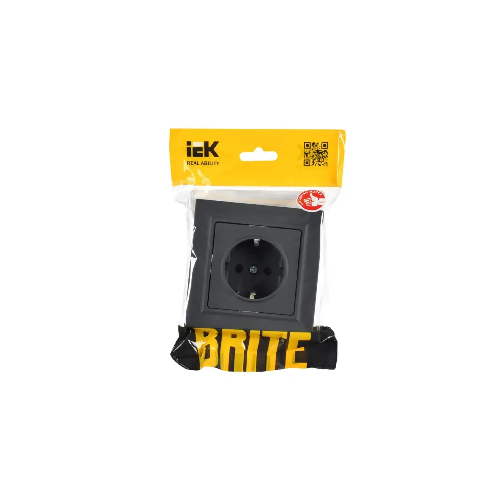 Фото 2 Розетка встраиваемая Iek Brite BR-R14-16-K53-F с заземлением и шторками цвет графит Фото 2 Розетка встраиваемая Iek Brite BR-R14-16-K53-F с заземлением и шторками цвет графит