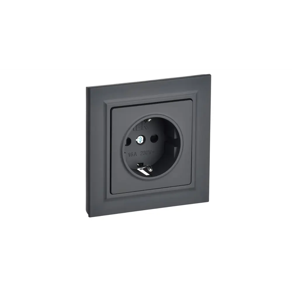 Фото Розетка встраиваемая Iek Brite BR-R14-16-K53-F с заземлением и шторками цвет графит Фото Розетка встраиваемая Iek Brite BR-R14-16-K53-F с заземлением и шторками цвет графит