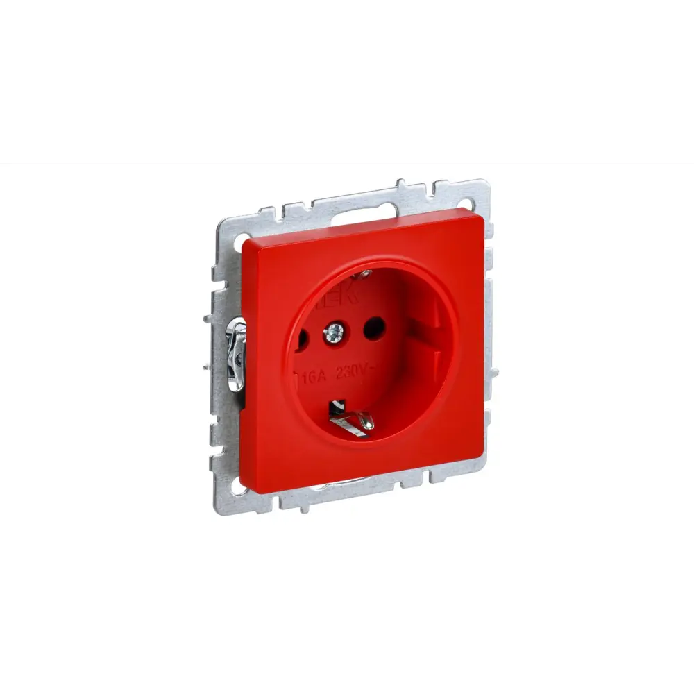 Фото Розетка встраиваемая Iek Brite BR-R14-16-K04 с заземлением и шторками цвет красный Фото Розетка встраиваемая Iek Brite BR-R14-16-K04 с заземлением и шторками цвет красный
