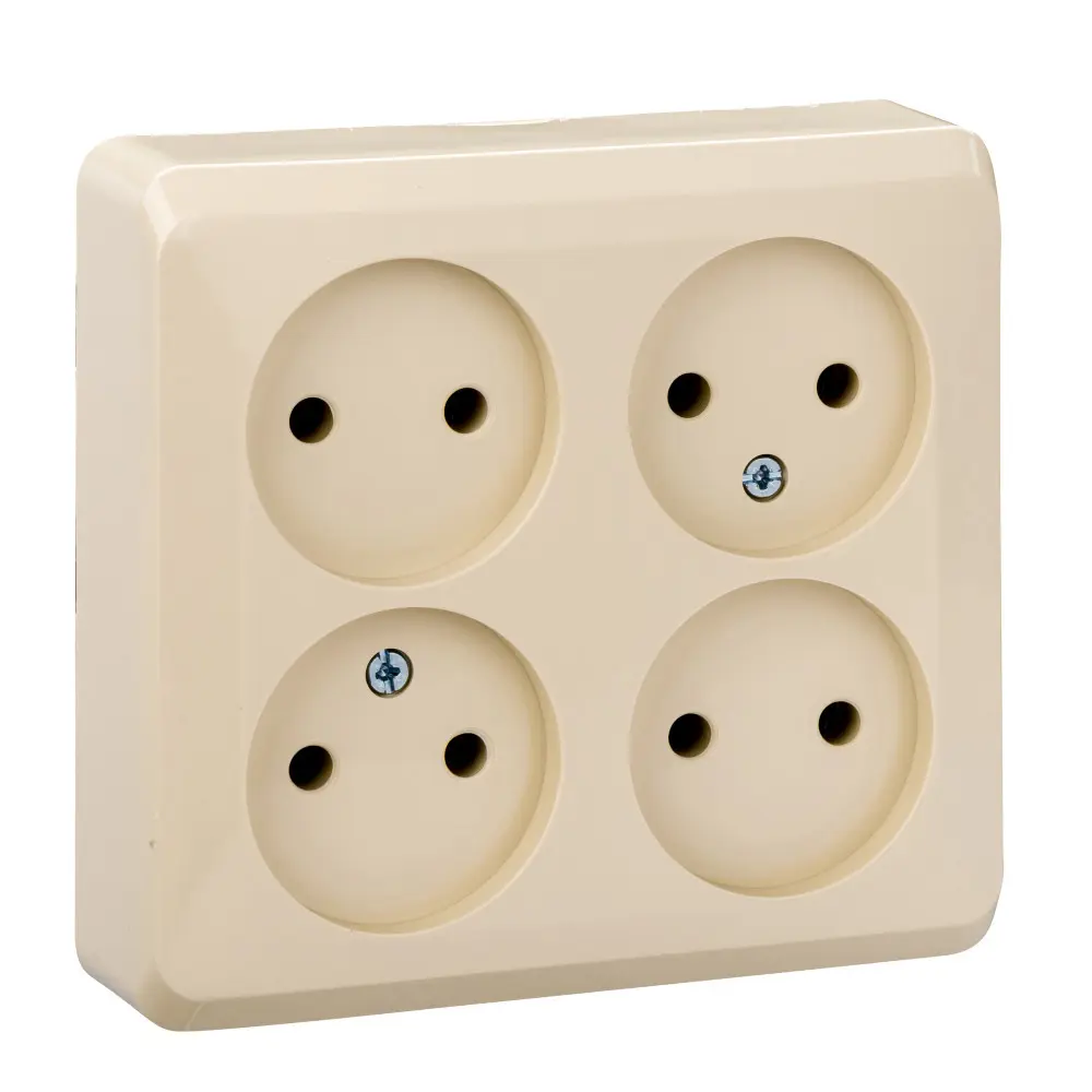 Фото Розетка четверная накладная Systeme electric Этюд PA16-205K цвет кремовый Фото Розетка четверная накладная Systeme electric Этюд PA16-205K цвет кремовый
