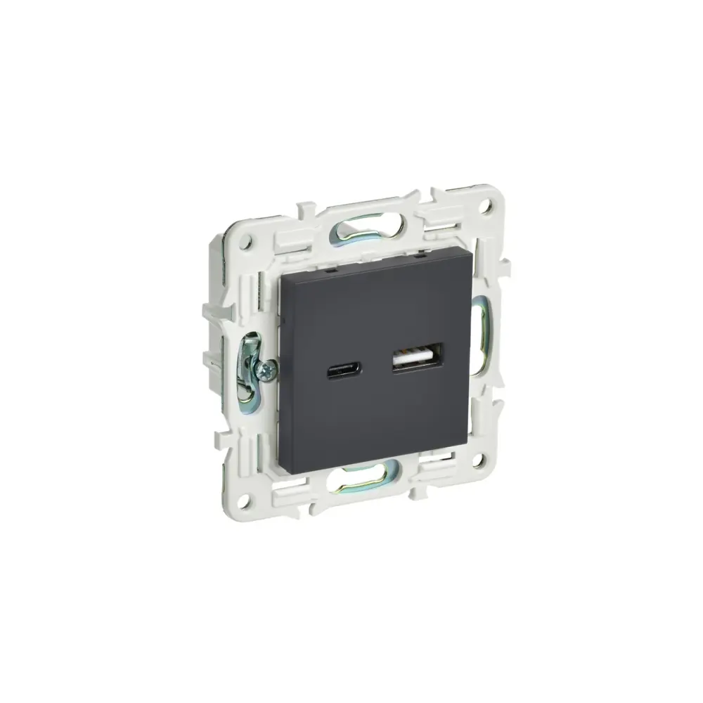 Фото Розетка USB встраиваемая Iek Skandy SK-U22-D31-K53 цвет графит Фото Розетка USB встраиваемая Iek Skandy SK-U22-D31-K53 цвет графит