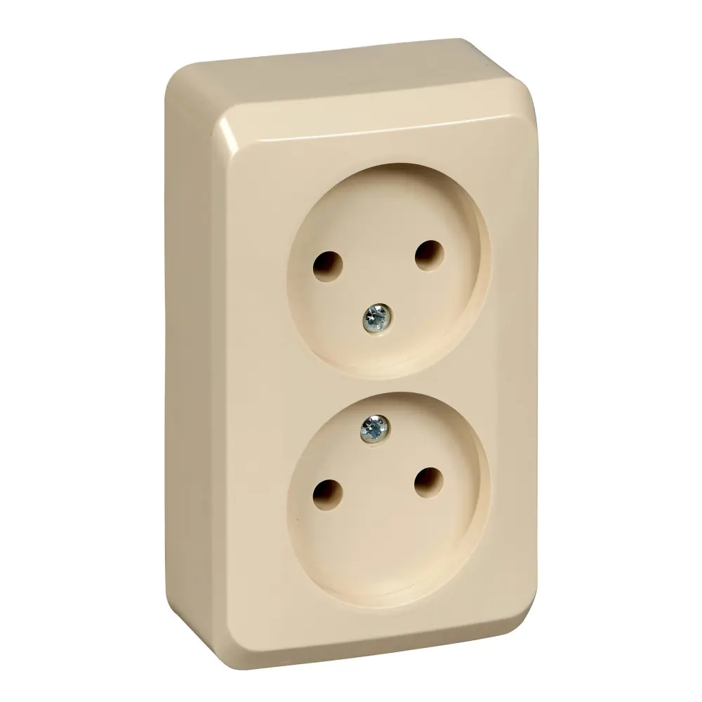 Фото Розетка двойная накладная Systeme electric Этюд PA16-005K цвет кремовый Фото Розетка двойная накладная Systeme electric Этюд PA16-005K цвет кремовый