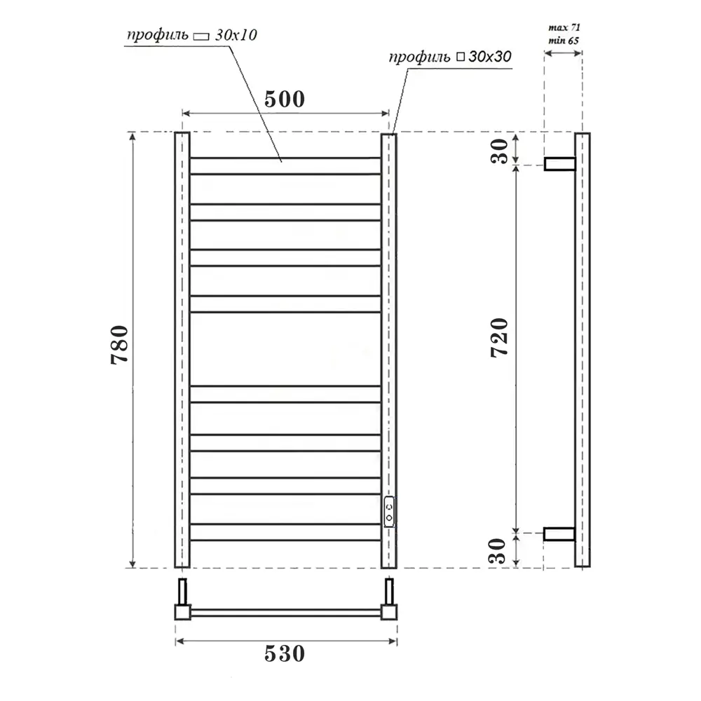 Фото 4 Полотенцесушитель электрический Point Palladium PNPD858 П8 500x780 мм 100 Вт с терморегулятором лесенка цвет хром Фото 4 Полотенцесушитель электрический Point Palladium PNPD858 П8 500x780 мм 100 Вт с терморегулятором лесенка цвет хром