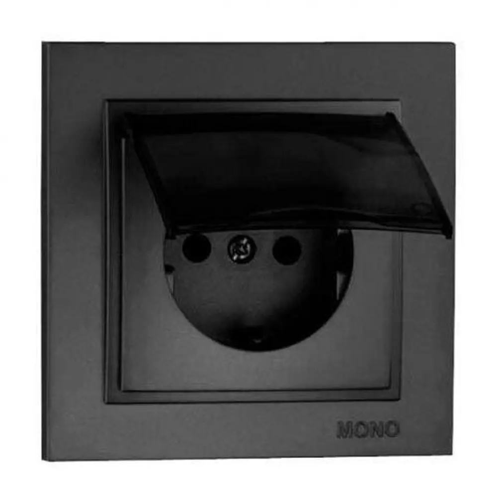 Фото Розетка встраиваемая Mono electric Despina 102-202021-118 с заземлением и крышкой цвет графит Фото Розетка встраиваемая Mono electric Despina 102-202021-118 с заземлением и крышкой цвет графит