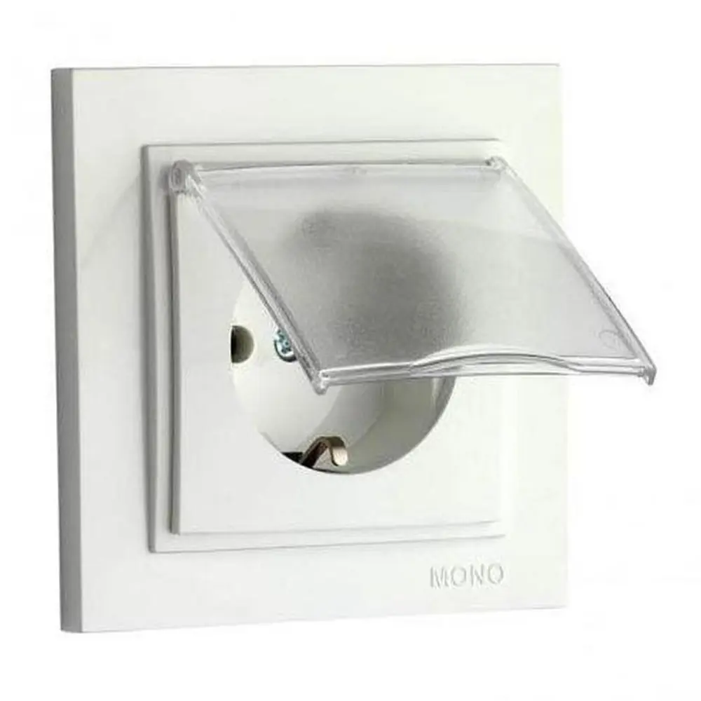 Фото Розетка встраиваемая Mono electric Despina 102-252521-118 с заземлением и крышкой цвет белый