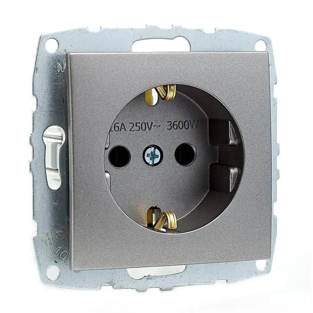 Фото Розетка встраиваемая Mono electric Despina-Larissa 500-002421-117 с заземлением цвет антрацит Фото Розетка встраиваемая Mono electric Despina-Larissa 500-002421-117 с заземлением цвет антрацит