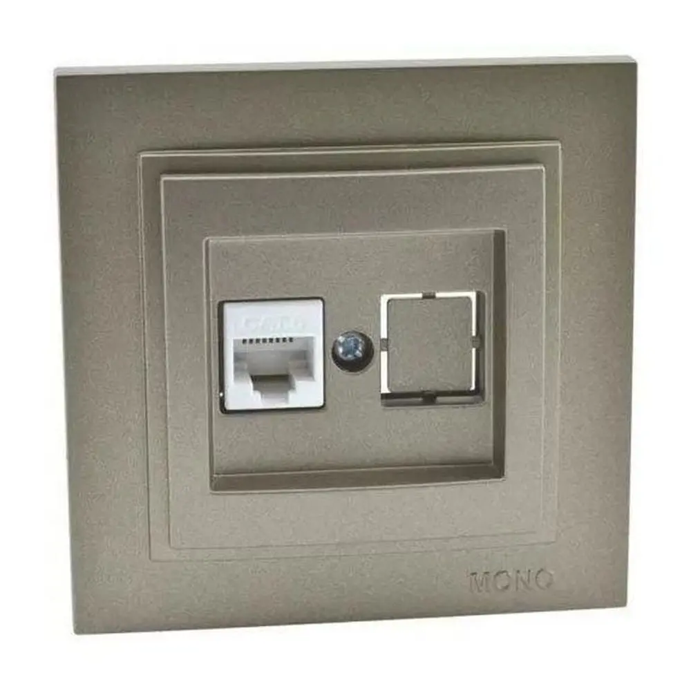 Фото Розетка телефонная встраиваемая Mono electric Despina-Larissa 500-002325-124 RJ45 Cat 3 цвет бронза Фото Розетка телефонная встраиваемая Mono electric Despina-Larissa 500-002325-124 RJ45 Cat 3 цвет бронза