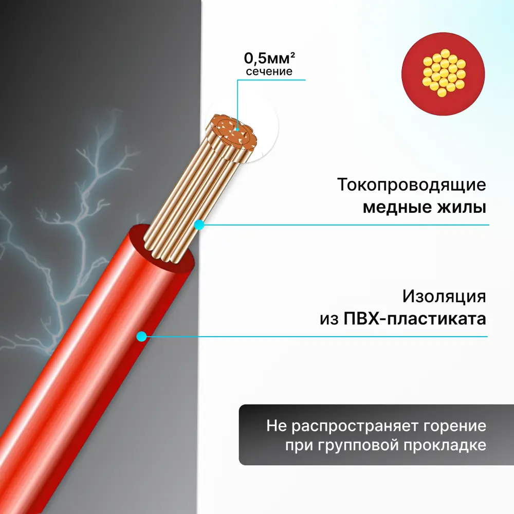 Фото 2 Провод Рэмкабель ПуГВ 1x0.5 100 м цвет красный ГОСТ Фото 2 Провод Рэмкабель ПуГВ 1x0.5 100 м цвет красный ГОСТ