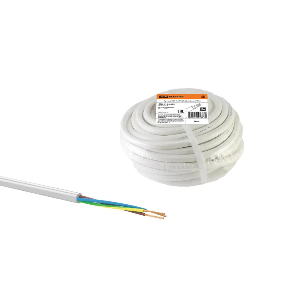 Фото Провод TDM Electric ПВС 3x1 TDM Electric 20 м ГОСТ цвет белый Фото Провод TDM Electric ПВС 3x1 TDM Electric 20 м ГОСТ цвет белый