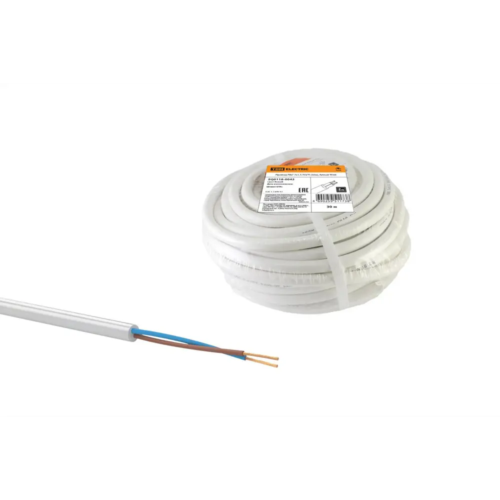Фото Провод TDM Electric ПВС 2x1.5 30 м ГОСТ цвет белый Фото Провод TDM Electric ПВС 2x1.5 30 м ГОСТ цвет белый