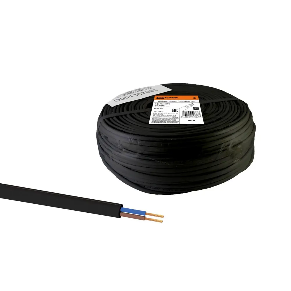 Фото Шнур ШВВП 2x0.5 ГОСТ TDM Electric 100 м черный Фото Шнур ШВВП 2x0.5 ГОСТ TDM Electric 100 м черный
