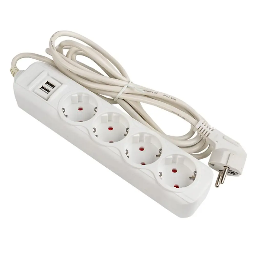 Фото 4 Удлинитель бытовой Ekf UBA16-2USB-4-02i 4 розетки с заземлением 3x1 мм 2 м цвет белый Фото 4 Удлинитель бытовой Ekf UBA16-2USB-4-02i 4 розетки с заземлением 3x1 мм 2 м цвет белый
